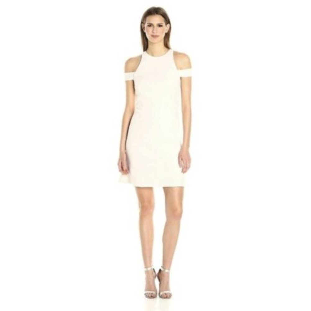 Vera Wang Beige, Cold-shoulders, Mini Dress, Size 10